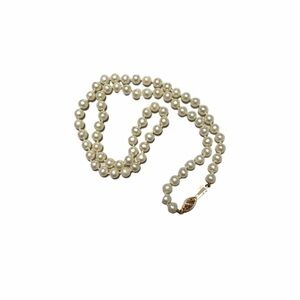 Vintage 14k Gold Clasp Genuine Freshwater Pearl Necklace 18” Single Strand